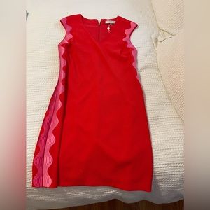 Trina Turk Dress red with scalloped sides